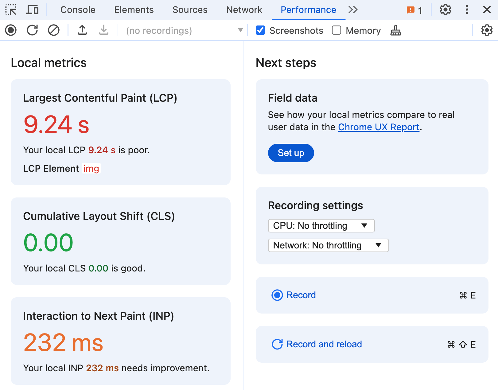 Показатели Local Core Web Vitals