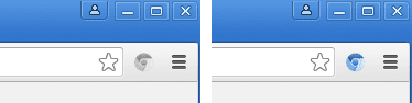 Aktivitas halaman yang dinonaktifkan (kiri) dirender sebagai gambar hitam putih di toolbar, sedangkan aktivitas yang diaktifkan (kanan) muncul dengan warna penuh.