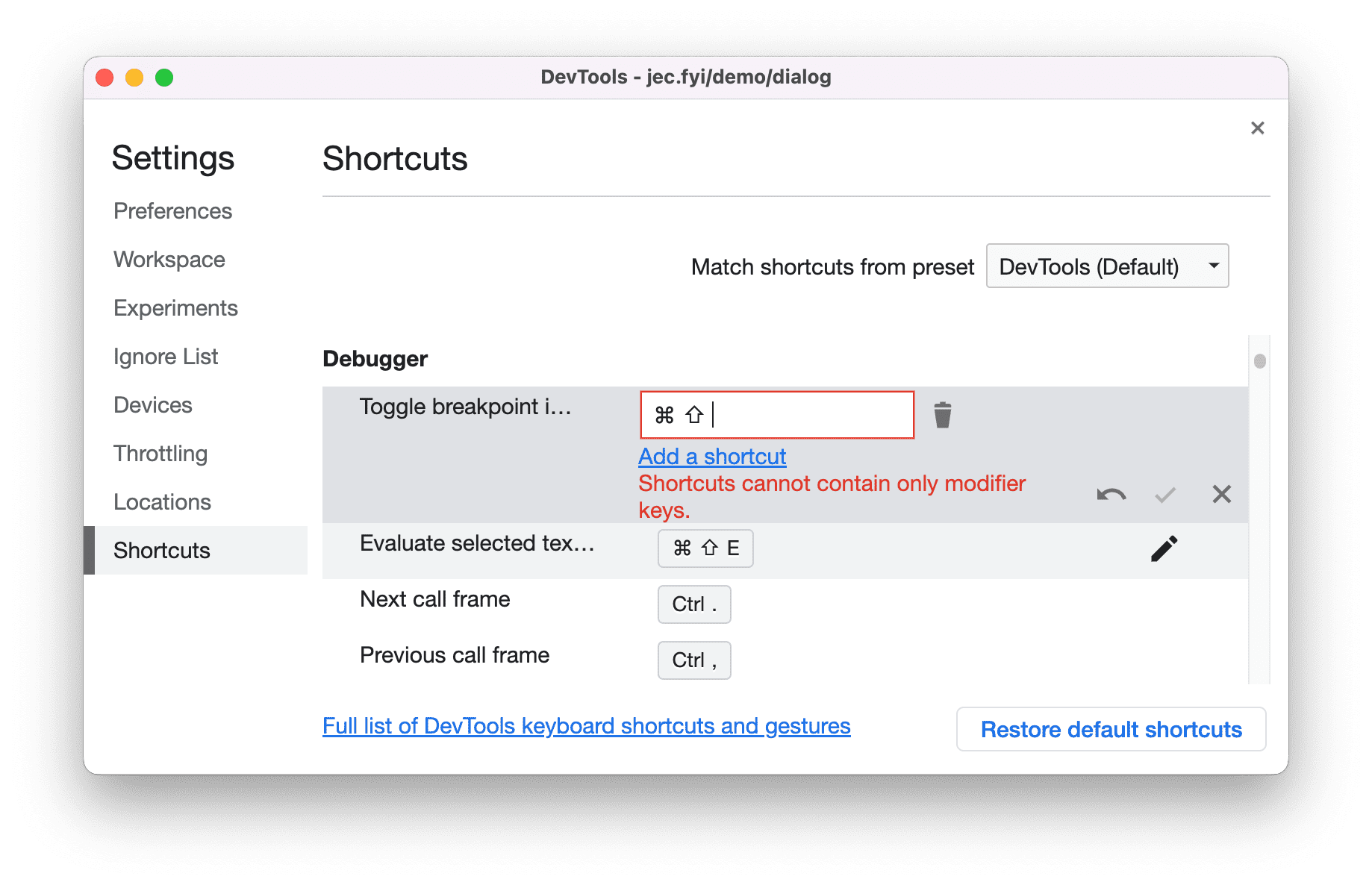 DevTools-এ কীবোর্ড শর্টকাটগুলি কাস্টমাইজ করুন।