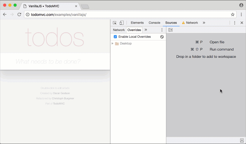 حفظ تغییرات CSS در طول بارگذاری صفحه با استفاده از Local Overrides.