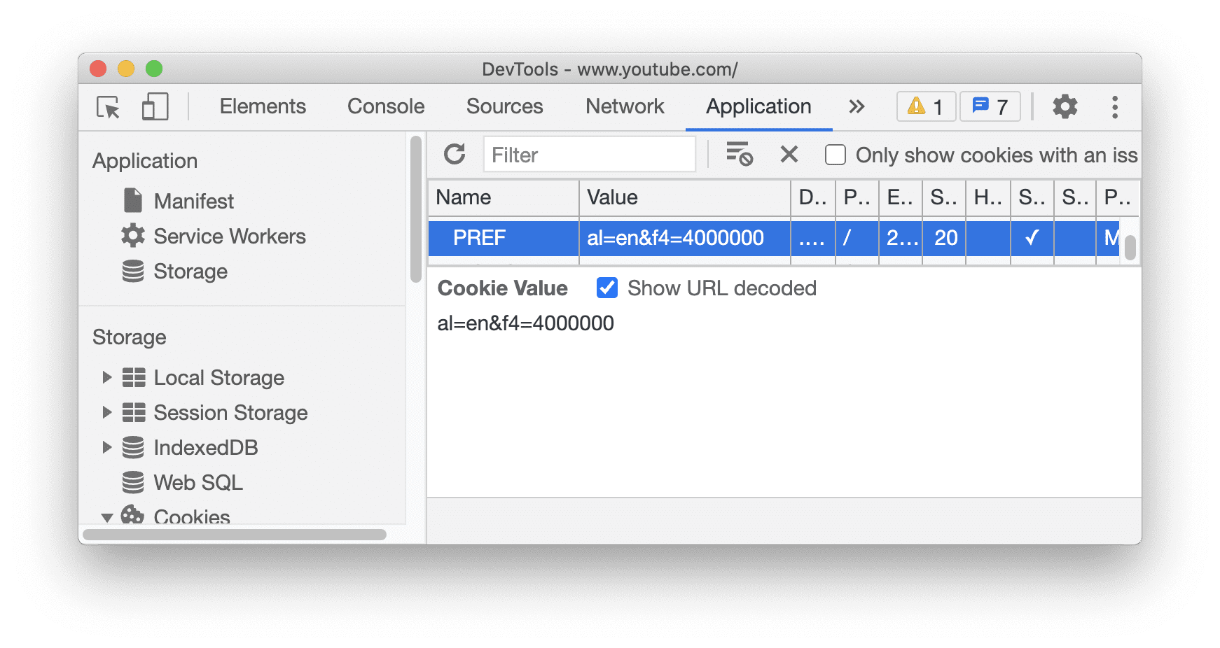 Opción para mostrar las cookies decodificadas por URL