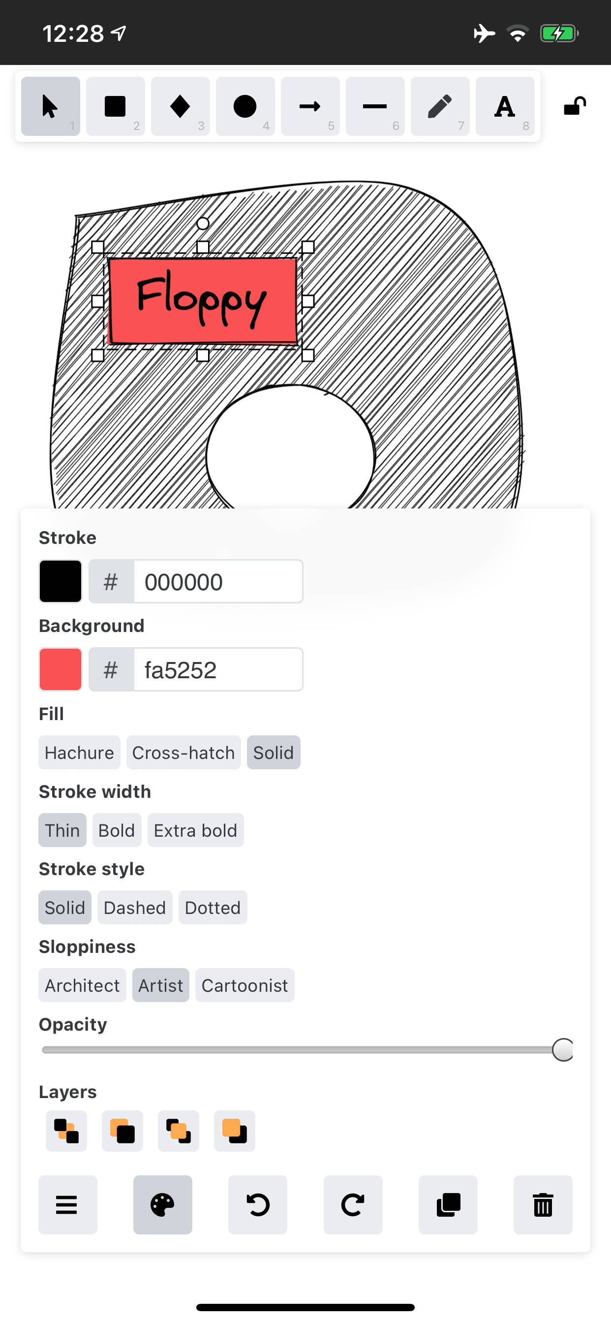 iPhone に表示された Excalidraw の図。