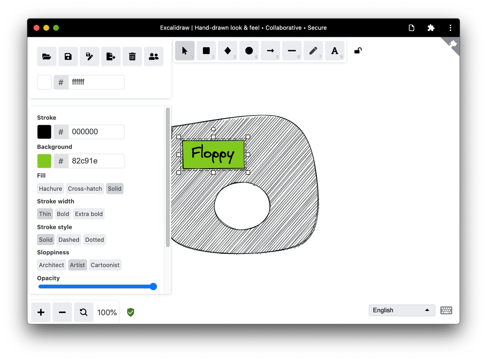 O desenho modificado do Excalidraw no Chrome para computador.