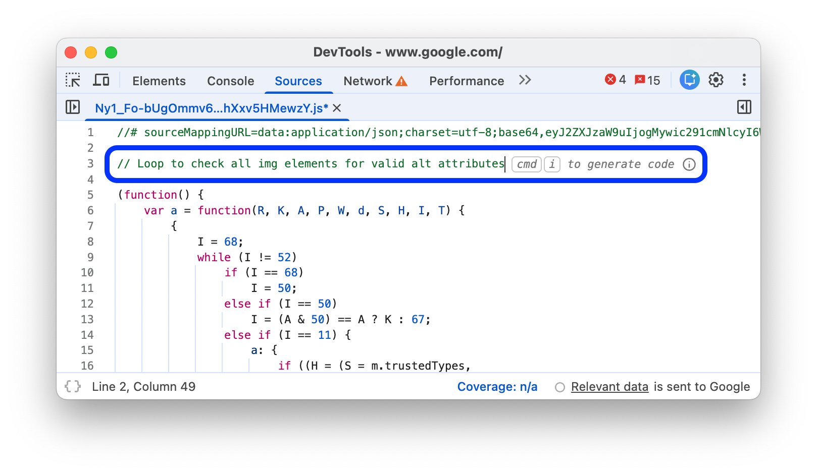 JavaScript 注释中的代码生成提示。