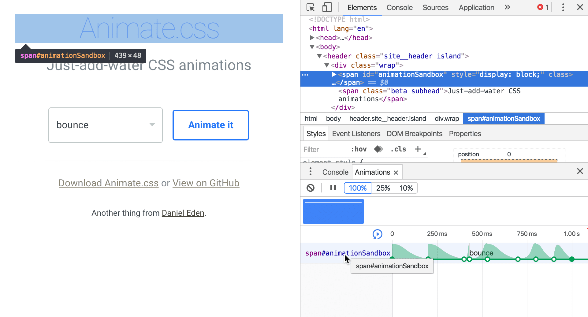 Passa il mouse sopra un'animazione per evidenziarla nel viewport.