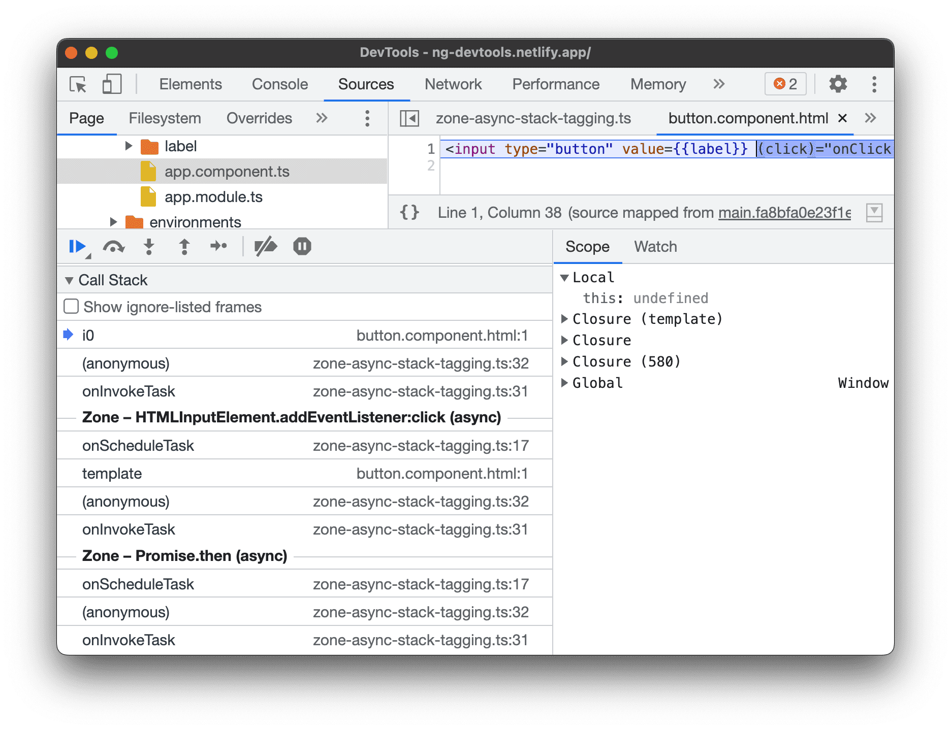 Async-Aufruf-Frames.