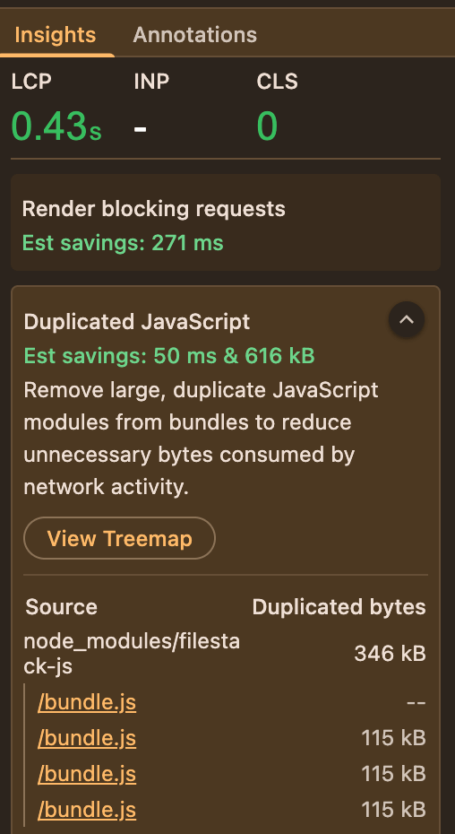دکمه عملکرد DevTools Panel View Treemap
